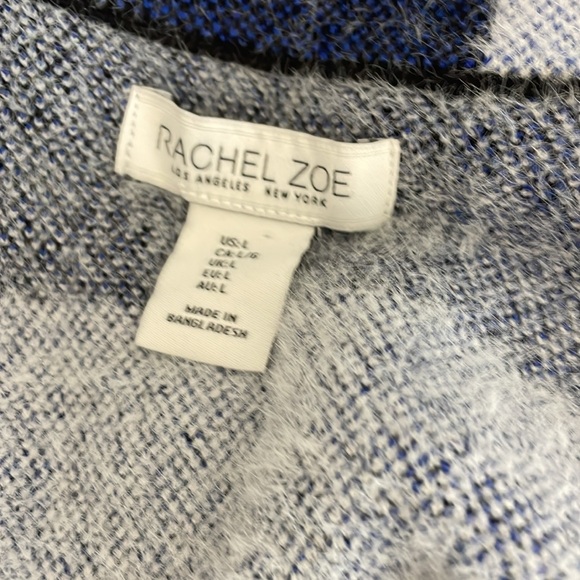 Rachel Zoe Soft & Cozy Plaid Double Breasted Cardigan Blazer Jacket blue Size L - Picture 3 of 4